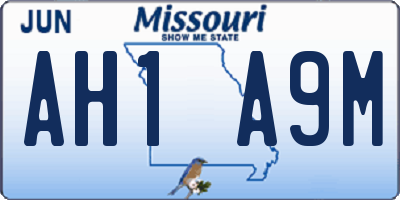 MO license plate AH1A9M