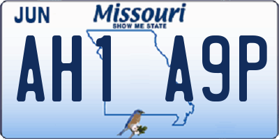 MO license plate AH1A9P