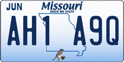 MO license plate AH1A9Q