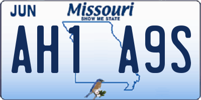 MO license plate AH1A9S