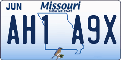 MO license plate AH1A9X