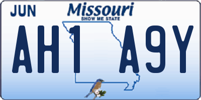 MO license plate AH1A9Y