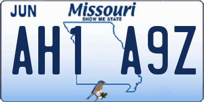 MO license plate AH1A9Z