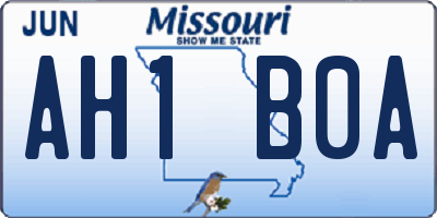 MO license plate AH1B0A