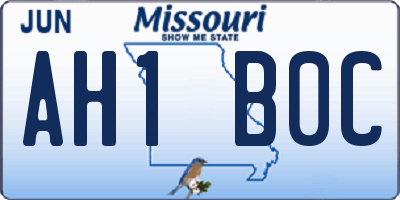 MO license plate AH1B0C