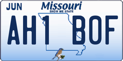 MO license plate AH1B0F