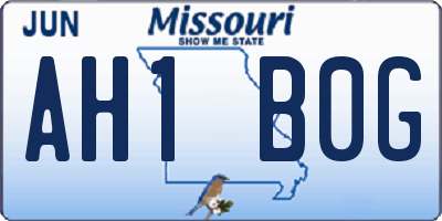 MO license plate AH1B0G