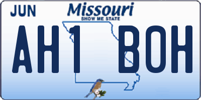 MO license plate AH1B0H