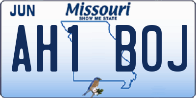 MO license plate AH1B0J