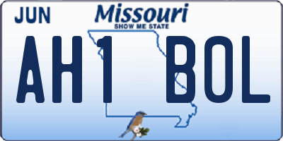 MO license plate AH1B0L