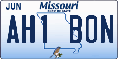 MO license plate AH1B0N