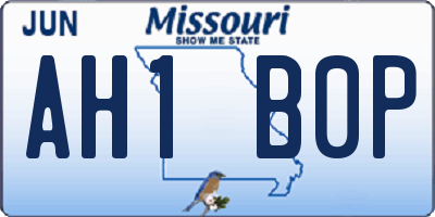 MO license plate AH1B0P