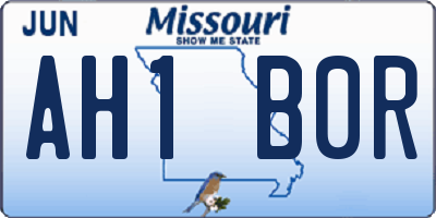 MO license plate AH1B0R