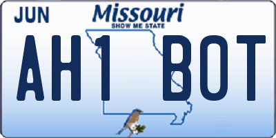 MO license plate AH1B0T