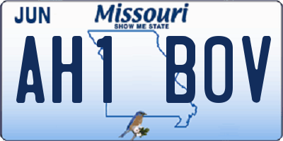 MO license plate AH1B0V