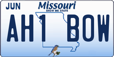 MO license plate AH1B0W