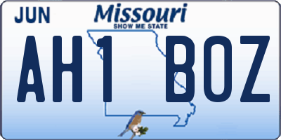 MO license plate AH1B0Z