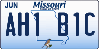 MO license plate AH1B1C