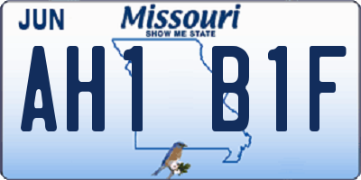 MO license plate AH1B1F