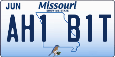 MO license plate AH1B1T