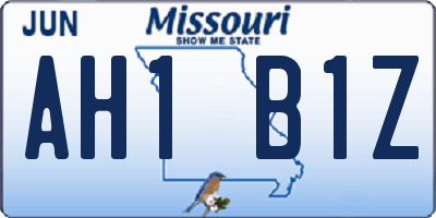 MO license plate AH1B1Z