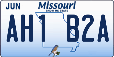 MO license plate AH1B2A