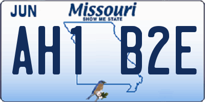 MO license plate AH1B2E