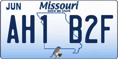 MO license plate AH1B2F