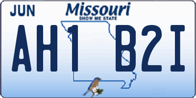 MO license plate AH1B2I