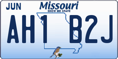 MO license plate AH1B2J