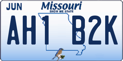 MO license plate AH1B2K