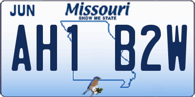 MO license plate AH1B2W