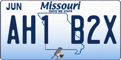 MO license plate AH1B2X