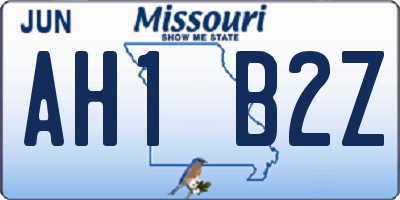 MO license plate AH1B2Z