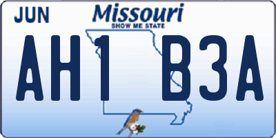 MO license plate AH1B3A