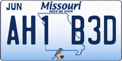 MO license plate AH1B3D