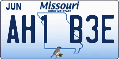 MO license plate AH1B3E