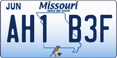 MO license plate AH1B3F