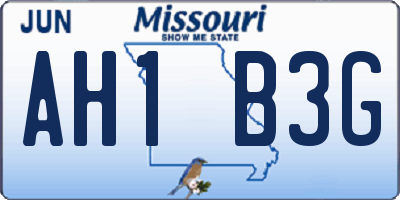 MO license plate AH1B3G