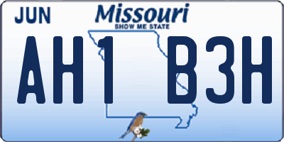 MO license plate AH1B3H