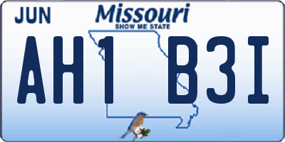 MO license plate AH1B3I