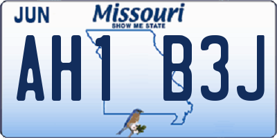 MO license plate AH1B3J