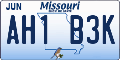 MO license plate AH1B3K