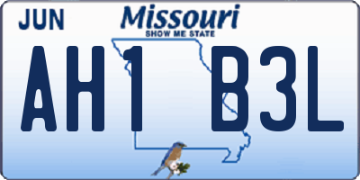 MO license plate AH1B3L