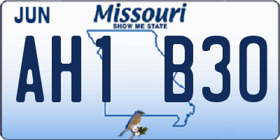 MO license plate AH1B3O