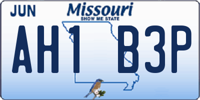 MO license plate AH1B3P