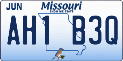 MO license plate AH1B3Q