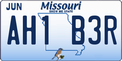 MO license plate AH1B3R