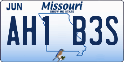 MO license plate AH1B3S