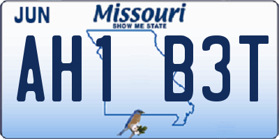 MO license plate AH1B3T